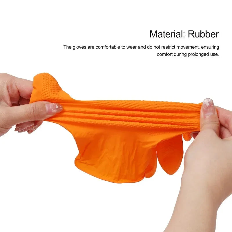 NEW Arrivals 5Pairs Black/Orange Color Heavy Duty Rubber Gloves Industrial Reusable Gloves Extra Thick Mechanic Glove Home Kitchen Garden Car Anti-Slip Safety Work Gloves
