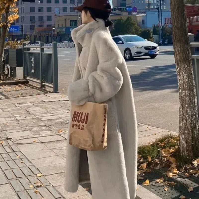 Low-Price Sales are Limited NEW Women's Medium to Long Fur Coat Loose Slimming Thickened Fur Environmentally Friendly Mink Fur Button Mink Coat Trendy Ladies Girls Luxury Fashion Clothing Supplies