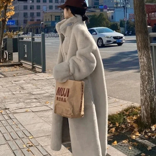 Low-Price Sales are Limited NEW Women's Medium to Long Fur Coat Loose Slimming Thickened Fur Environmentally Friendly Mink Fur Button Mink Coat Trendy Ladies Girls Luxury Fashion Clothing Supplies