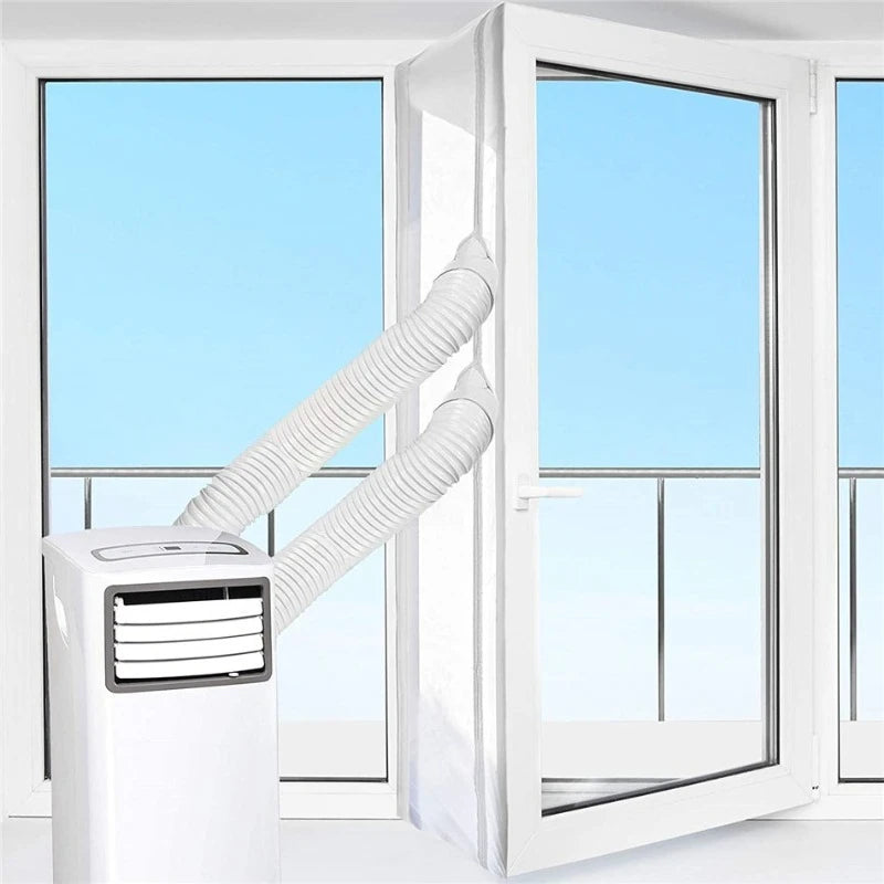 5M Air-Lock Window Seal for Portable Air Conditioner,3/4/5mFlexible Cloth Sealing Plate Window Seal with With Zip and Adhesive Fast Sealing for Home Office