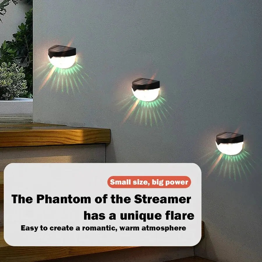 2 Pcs LED Solar Fence Lights Outdoor Waterproof Wall Lights Corrugated Tungsten Lamp for Terrace Garden Path Decorative