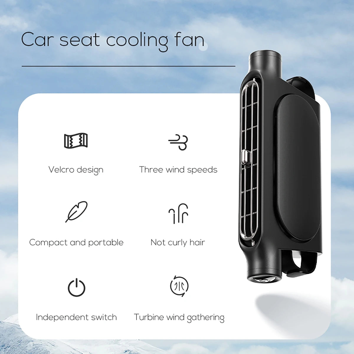 NEW Portable Vehicle Car Truck Seat Headrest Electric Cooling Fan USB Rechargeable Air Conditioner Fan for Rear Backrest Seat Cushion Auto Interior Accessories.