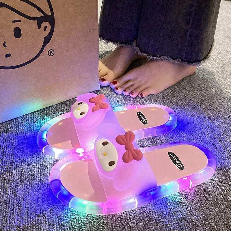 NEW 10M Distance Luminous Slippers for Women Bathroom Wearing New  Melody Flash Fashionable and Cool LED Light Shoes Supplies Footwear Accessories