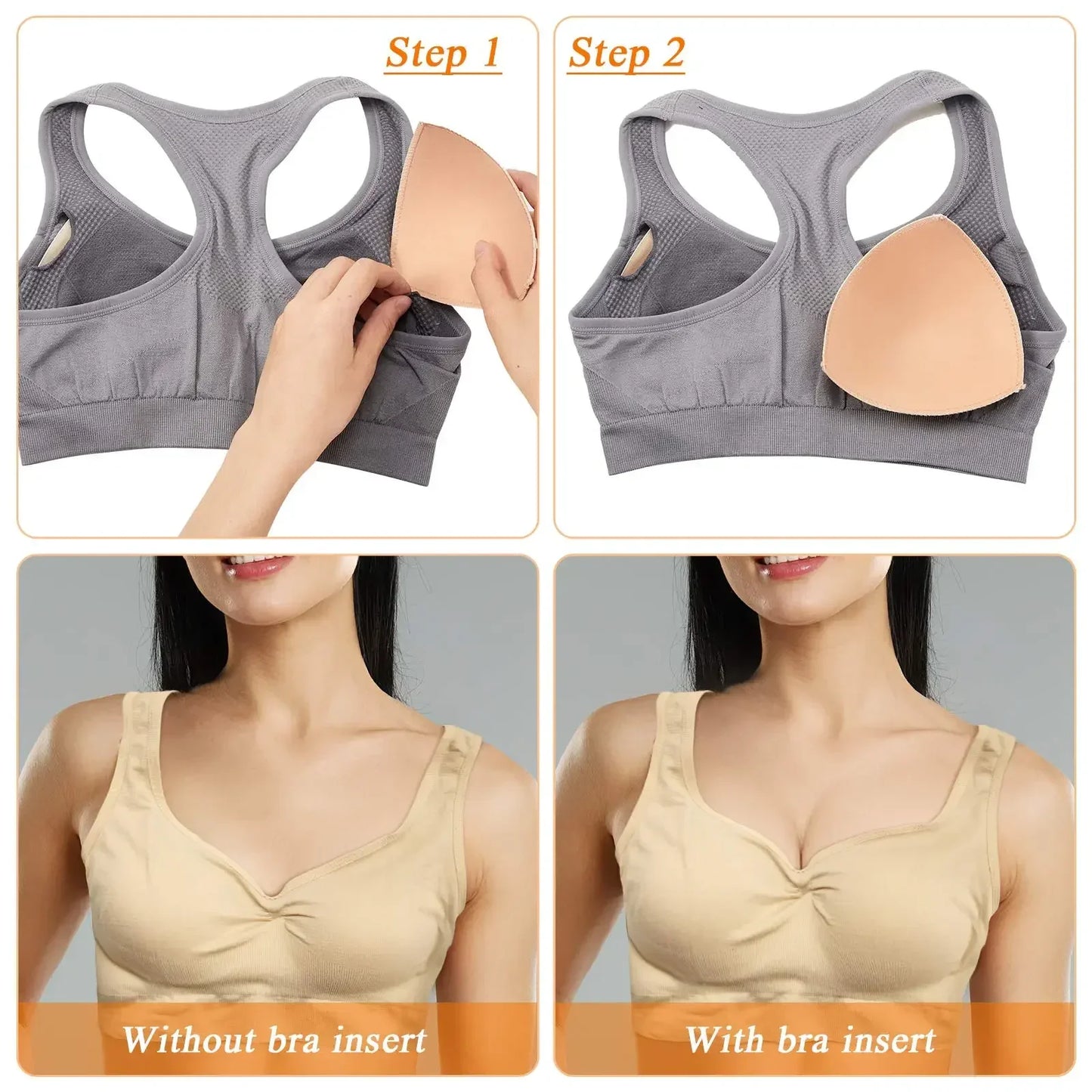 NEW Arrivals 3-6 Pairs Set 3 Colors Soft Bra Pads Inserts Removable Bra Pad for Women Breast Push Up Enhancer Bra Pad Sports Bras Cups Insert Bikini Swimsuit Lift-Up Pads