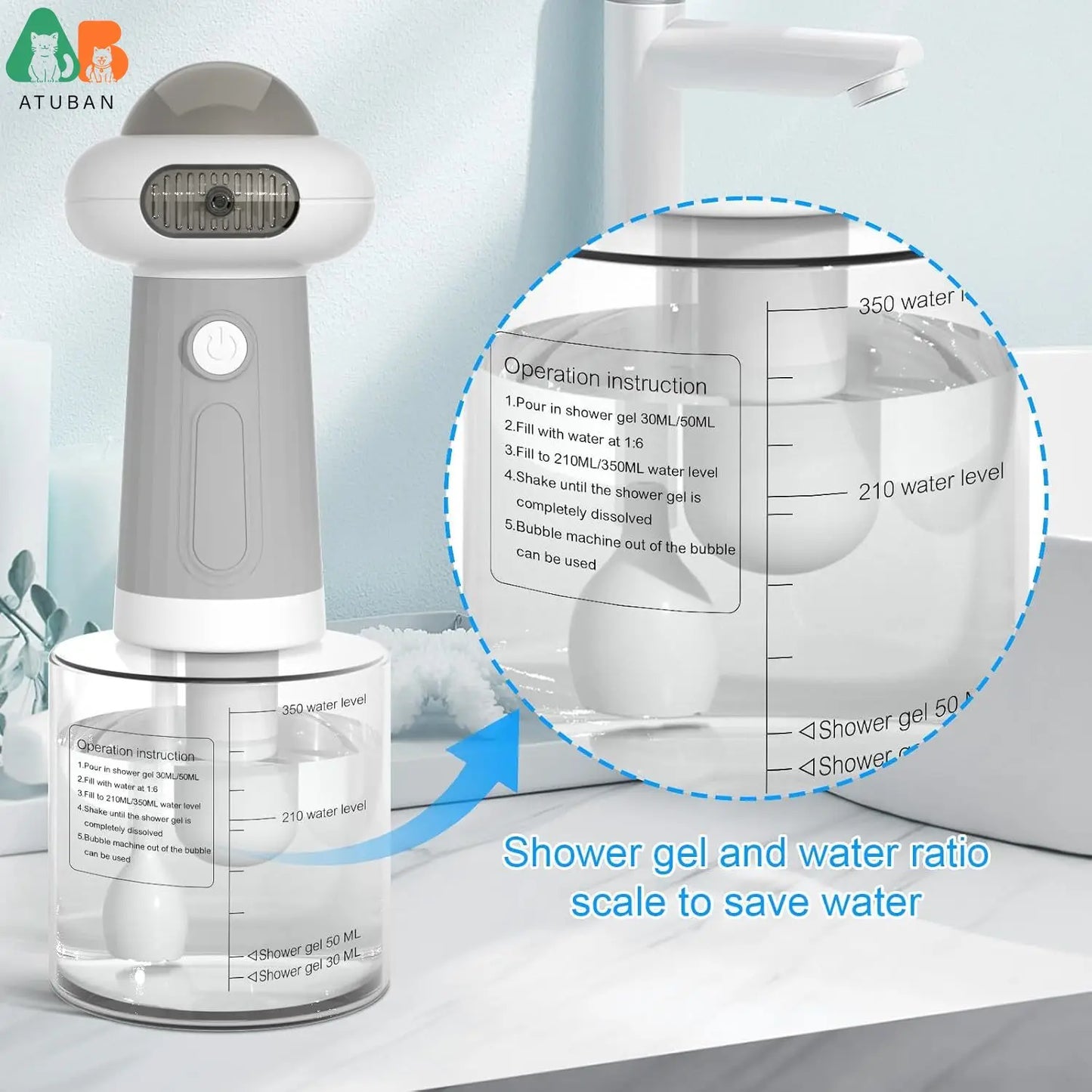 Dog Shampoo Dispenser, UFO Dog Shampoo Sprayer, Electric Foaming Shampoo Dispenser for Dog and Cat Washing, for Bathtub