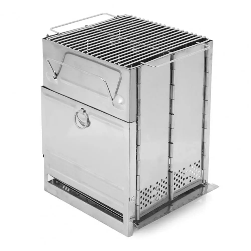 NEW Arrivals Wood Burning Folding Camp Stove Stainless Steel Grid Lightweight Collapsible Outdoor Cooking Stove for Outdoor  Camping BBQ