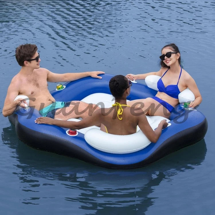 Large Inflatable Floating Island with Awning 8-10 People Floating At Sea Adult Household Floating Shade Boat Summer Ocean Family Party