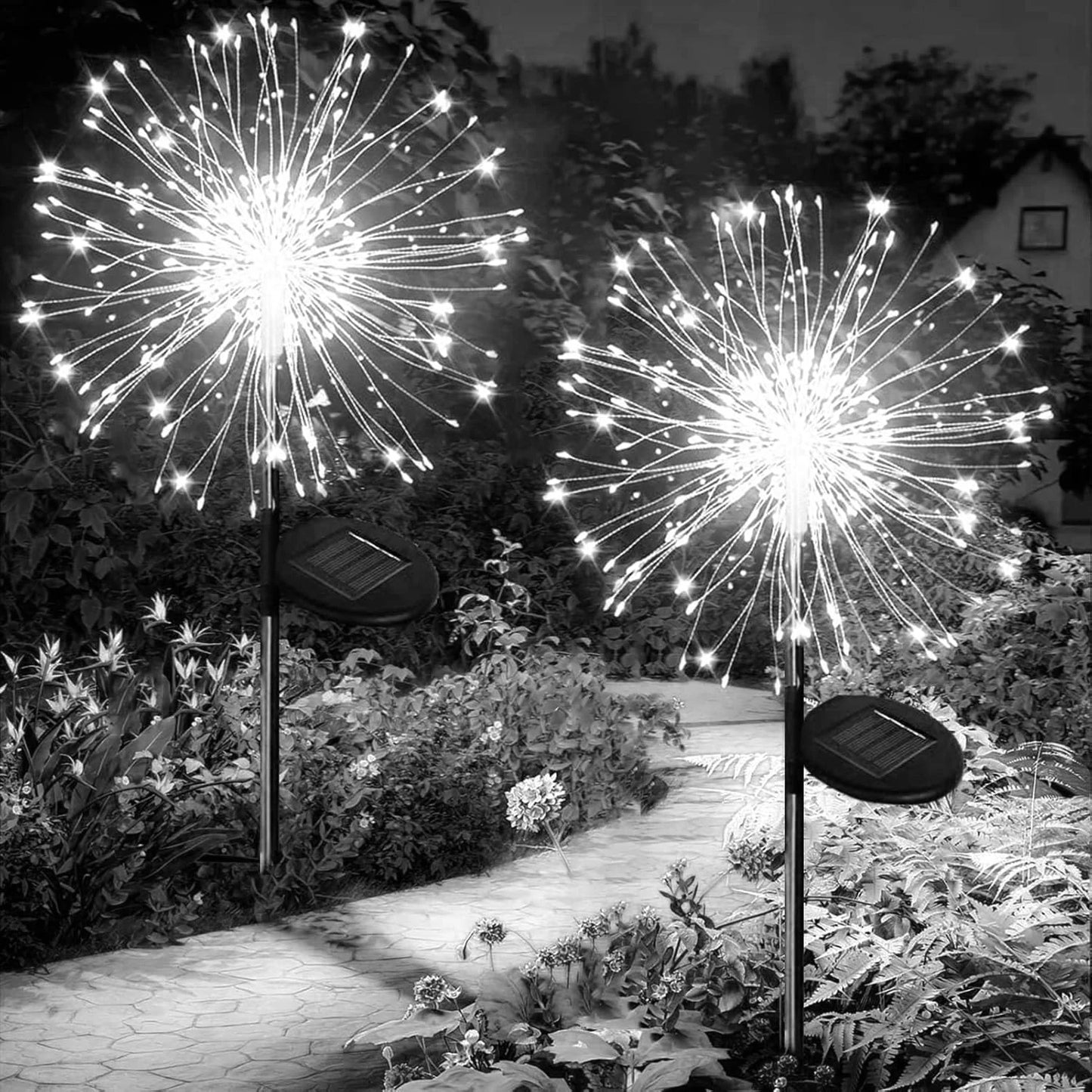 2 PCS Set 420 LEDS Solar Lights for Outdoor Garden Dandelion Lighting Stake Solar Firework Light for Christmas Halloween Lawn Decor