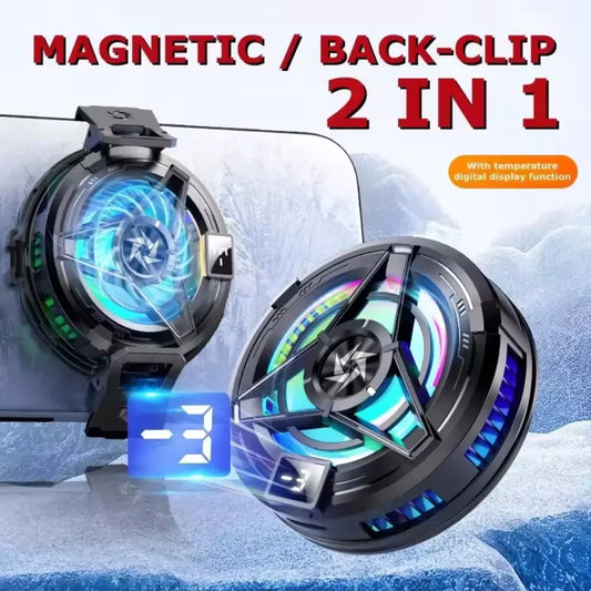 New Arrivals SL17 Magnetic Display Phones Cooler Back-Clip 2 in 1 Game Cooler Semiconductor Fast Phone Cooling Fan for IOS Android Phone Mobile Cell Phones Accessories