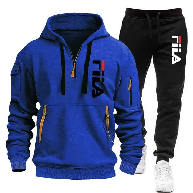 NEW Arrivals 2PCS Set S-3XL 4 Colors Spring and Autumn Street Men's Zipper Hoodie + Pants Outdoor Running Hiking Gym  Multi-Pocket Men's Casual Pullover Suit Sports Apparel Products