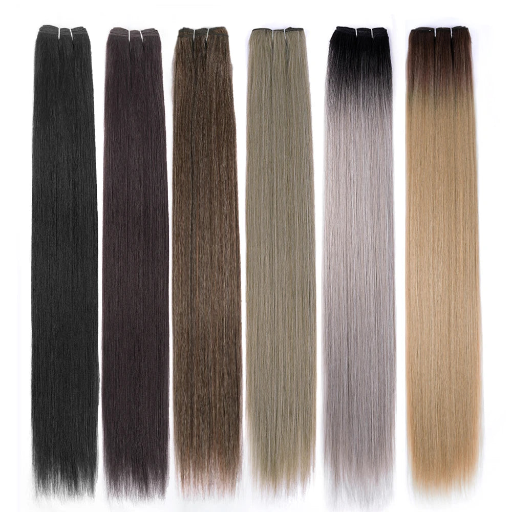 NEW Arrivals 12 Colors 150g Synthetic Hair Extensions Straight Hair Bundles Crochet Braids Hair 26Inch High Temperature Fiber Long Straight Hair Bundle Women Hair Care Accessories Cosmetic Supplies