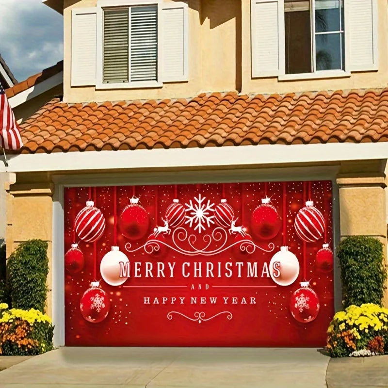 Large Size Christmas Background Cloth Outdoor Garage Door Sticker Tapestry Cloth Festive Party Decoration With Hanging Cloth