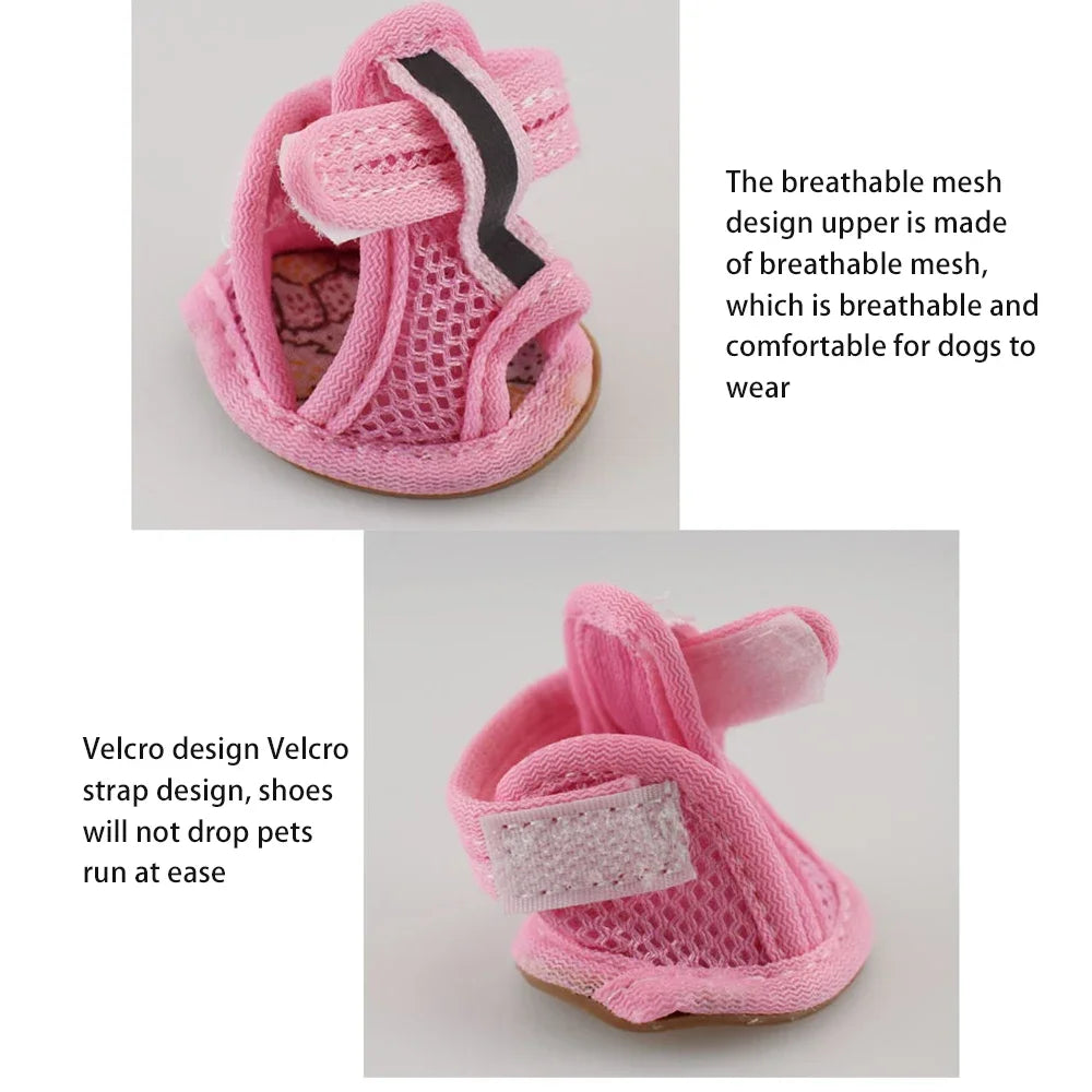 4 PCS Set XS-XL 4 Colors Summer Dog Shoes Breathable Sandals for Dog Cat Walking Running Outdoor Anti Slip Paw Protectors & Pet Gifts