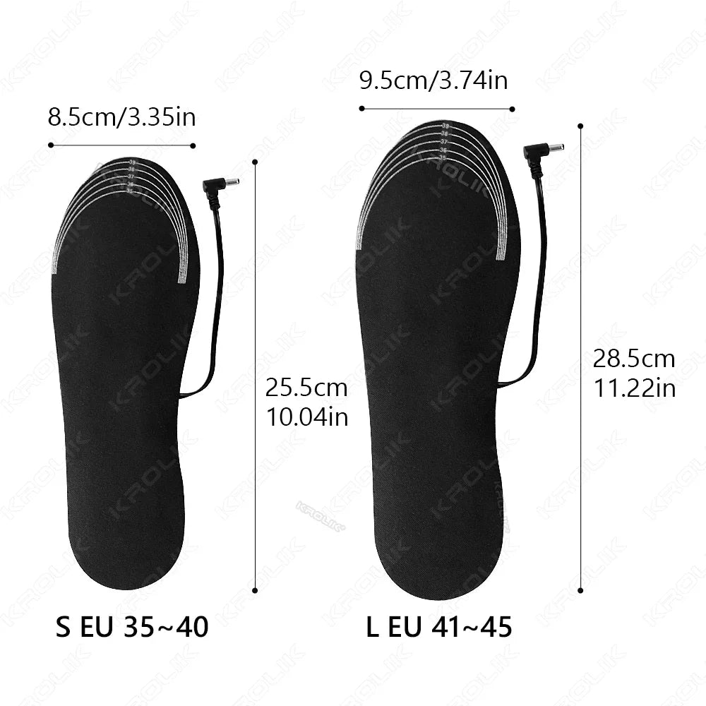 NEW Arrivals 1/2 Pair 35-46 EU Size Women Men Children Electrically Heated Insoles Foot Warming Warmer Pad Mat Winter Outdoor Ski Walking Heating Insole Winter Warm Unisex Footwear Accessories Sports Supplies