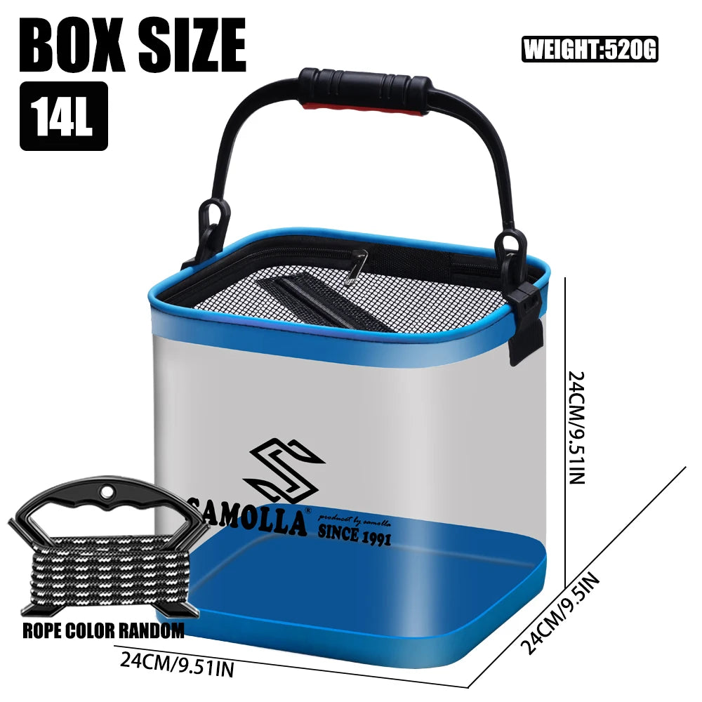 14L Transparent Fishing Bucket Portable Folding Storage Box EVA Live Fish Bag Folding Fishing Bucket
