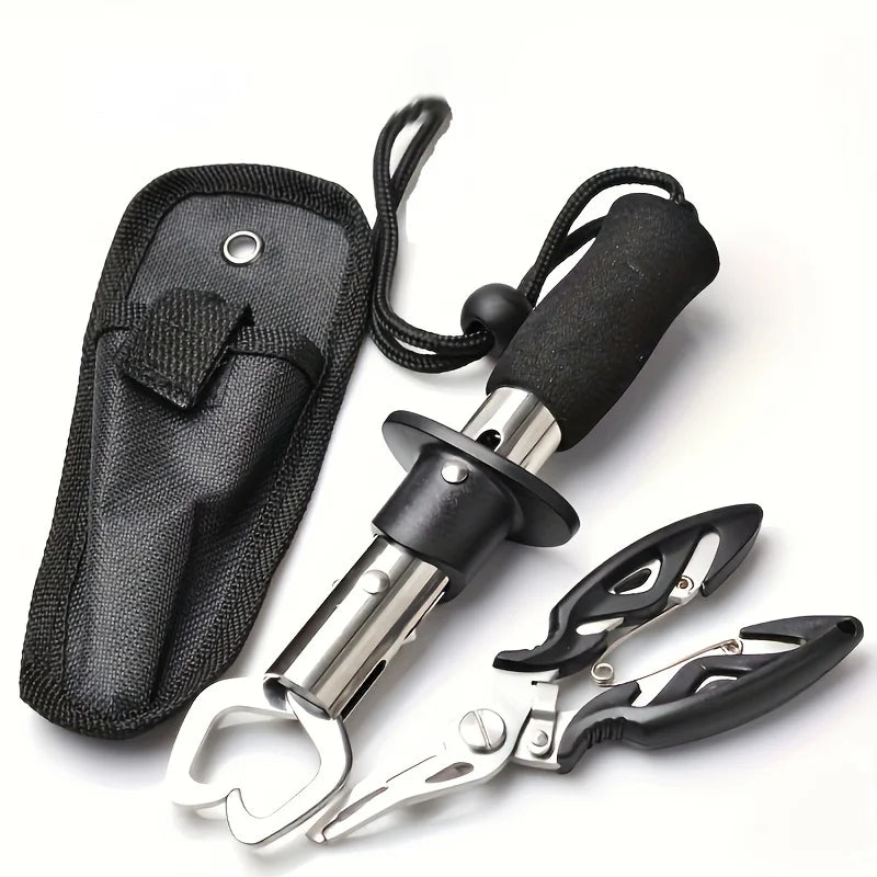 1 Set Stainless Steel Fish Gripper Grip(16.76 cm)+ Pliers(10.92 cm) Fishing Tackle Controller Fish Plier Fishing Tools