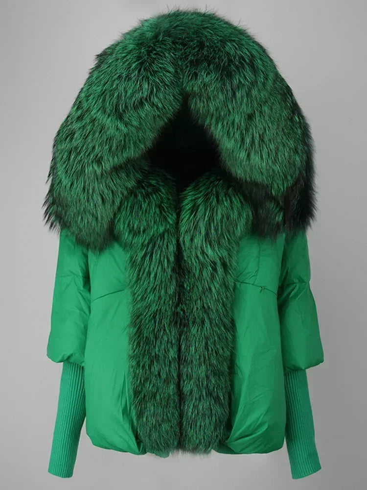 Winter Warm Snow Clothes Supplies Jacket Women Real Fox Fur Collar Hooded Natural Thick Warm Loose Oversize Duck Down Coat Streetwear Outerwear Female Girls Luxury Winter Fashion Clothing Products