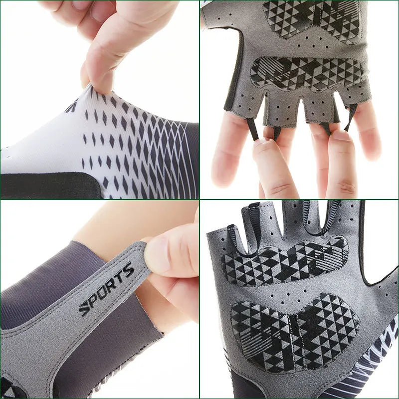 Cycling Gloves Men's Summer Sports Sunscreen Breathable Sweat-absorbent Half Finger Bicycle Gloves Men and Women Riding Glove