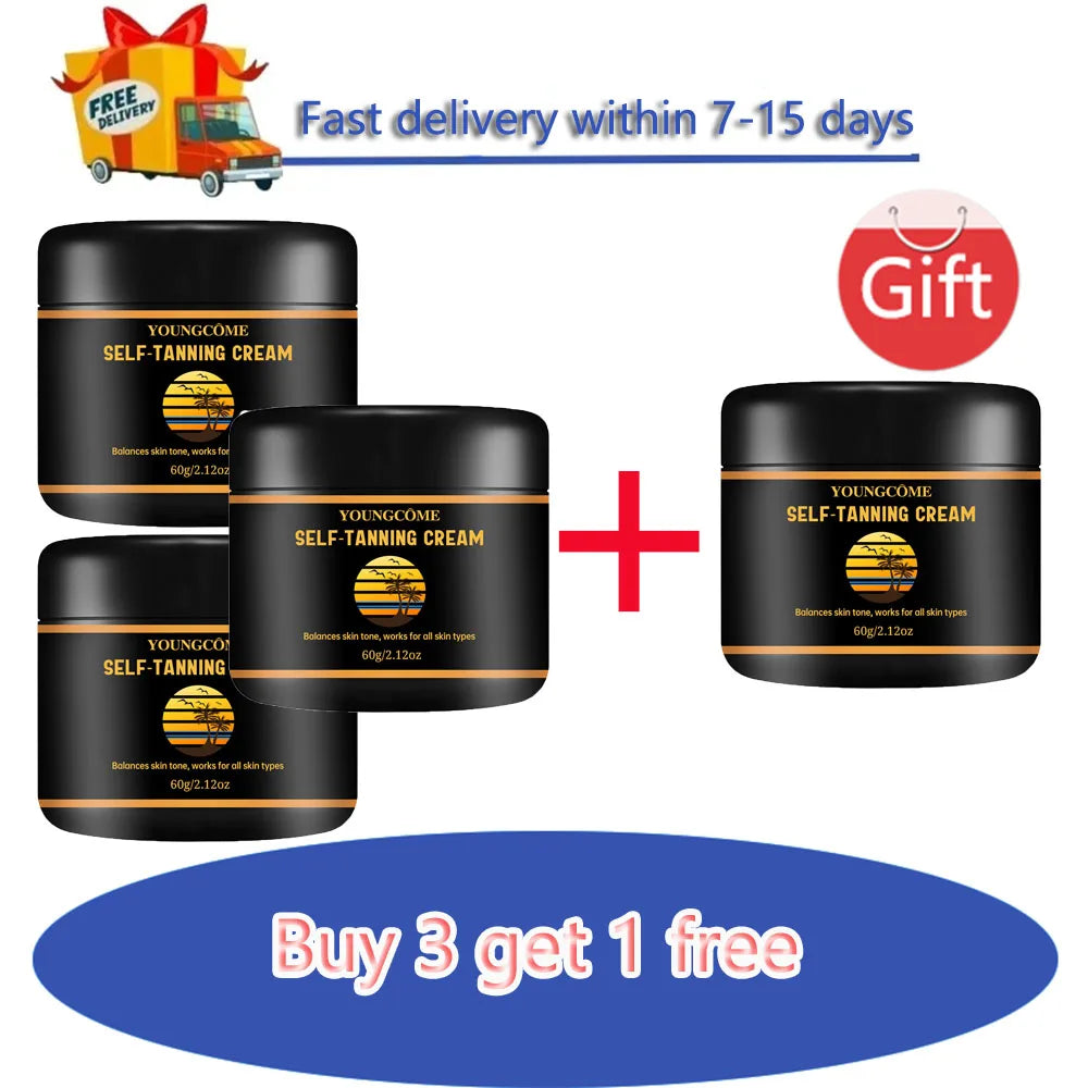 4 PCS Set Self-Tanning Cream with Hyaluronic Acid & Vitamin E - Streak-Free Sunless Tanner for Face/Body, 24H Waterproof for All Skin Tone Beach Sun Protection Women Skin Care Supplies Korean Products