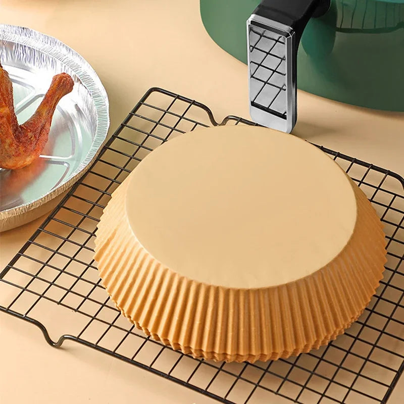 Round Air Fryer Paper Disposable Non-Stick Air Fryer Baking Papers Microwave Oven Pot Oil Absorbing Basket Kitchen Accessories