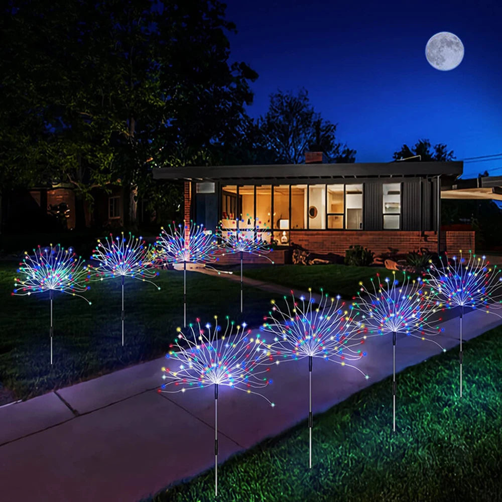 NEW Arrivals Solar Firework Light Grass Globe Dandelion 90/150/200 LED Fireworks Lamp For Garden Lawn Landscape Holiday Christmas Lights Home Garden Decoration Supplies