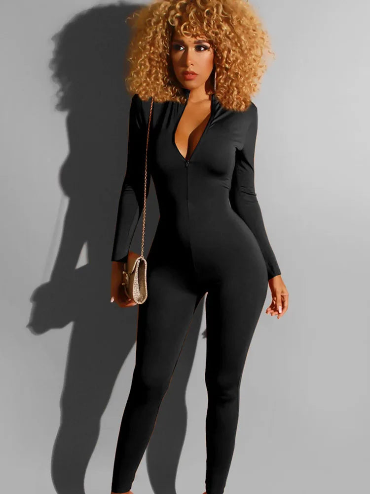 NEW Arrivals 6 Colors Casual Sporty Solid Bodycon Jumpsuit Women Outfits Long Sleeve Fitness Work Out Skinny Rompers Elastic Overalls for Women Jogger