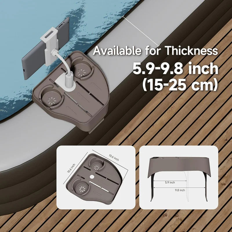NEW Arrivals Clip-On Pool Cup Holder Phone Adjustable Hot Tub Tray Table For Outdoor Inflatable Swimming Pools For Adults