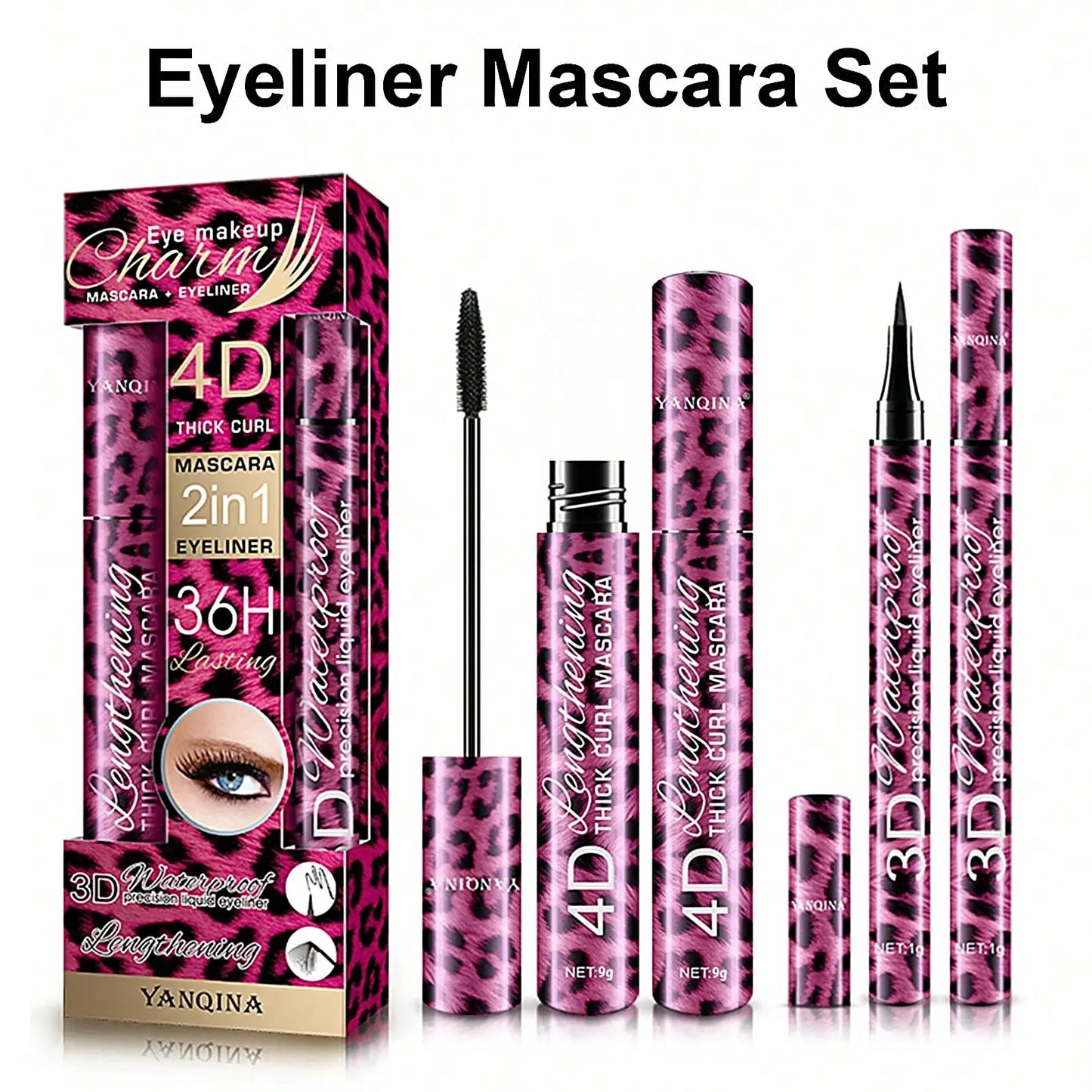 Liquid Eyeliner Pencil 4D Waterproof Mascara Set Cosmetics Eye Liner Thick Curling Mascara Eyebrow Pencil Eyes Makeup