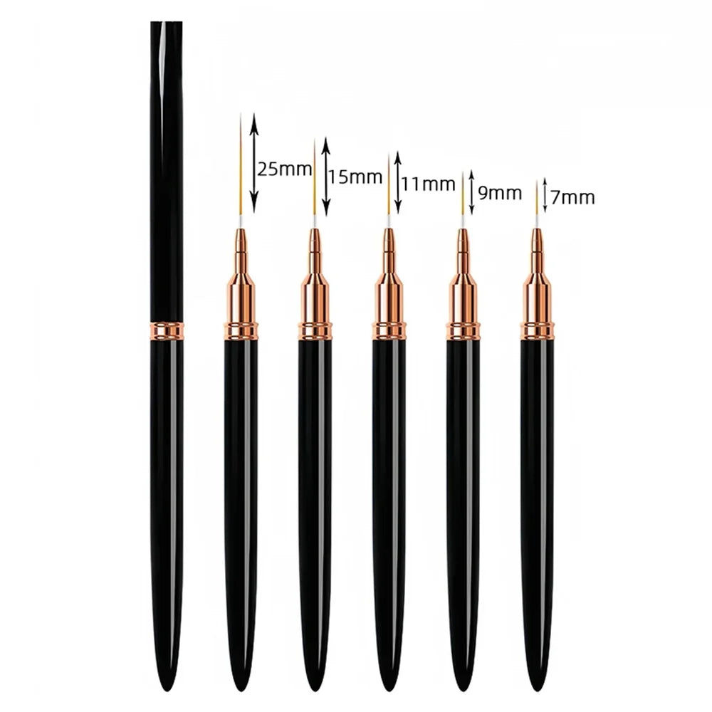 NEW 5 PCS Set Nail Brush Pen Nail Art Liner Brushes Set Elongated Striping Drawing Professional Women Nail Care Manicure Accessories Cosmetic Supplies