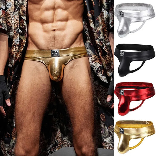 Adult Faux Leather Jockstrap Men Sexy Gay Underwear Penis  Pouch Sissy Thong Lingerie Men Bikini Beifs Panochas Cueca Tanga Slip
