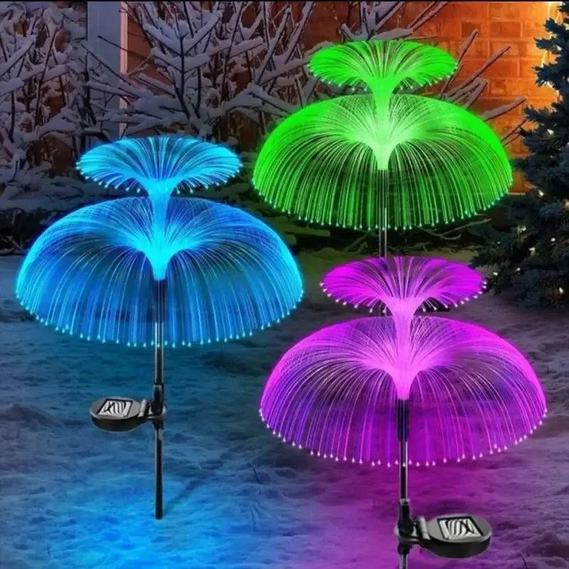 3/5 Layers Outdoor Solar Jellyfish Lights - Waterproof 1-5 Layer Fiber Optic Decor for Garden Pathway, Lawn Patio Landscape Lighting