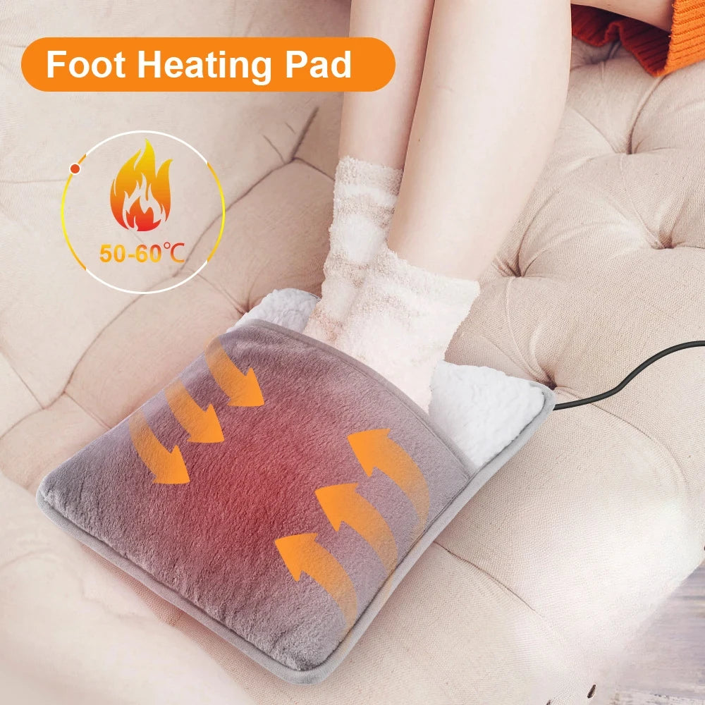 Universal Electric Foot Heating Pad USB Charging Washable Household Foot Warmer Heater Soft Plush Foot Warming Heat Mat Winter