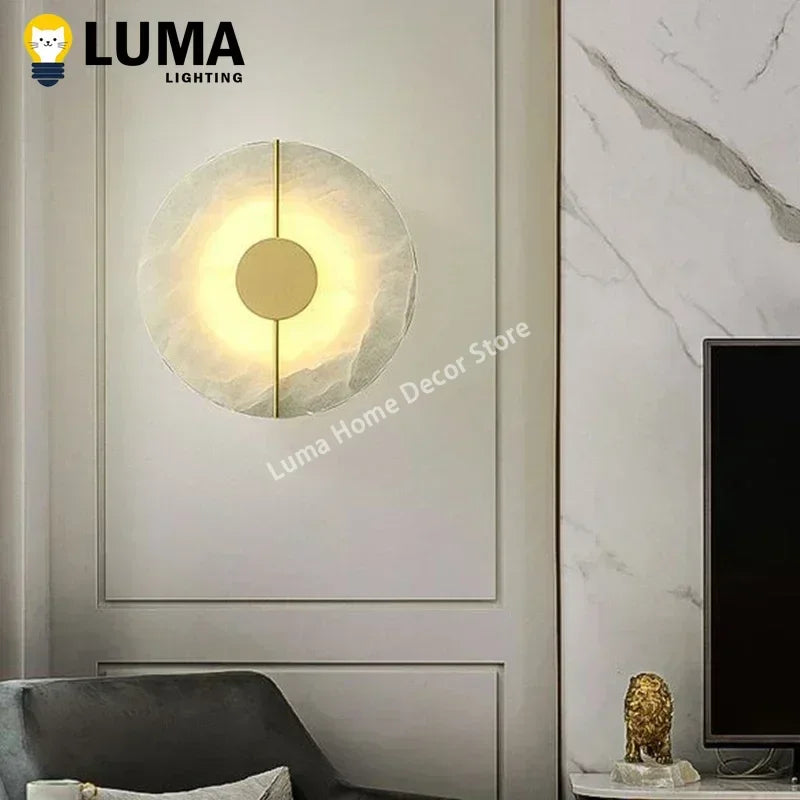 Modern Luxury Creative Marble Wall Light - Alabaster Marble Wall Sconce for Bedroom Bedside Living Room Aisle Indoor Decor