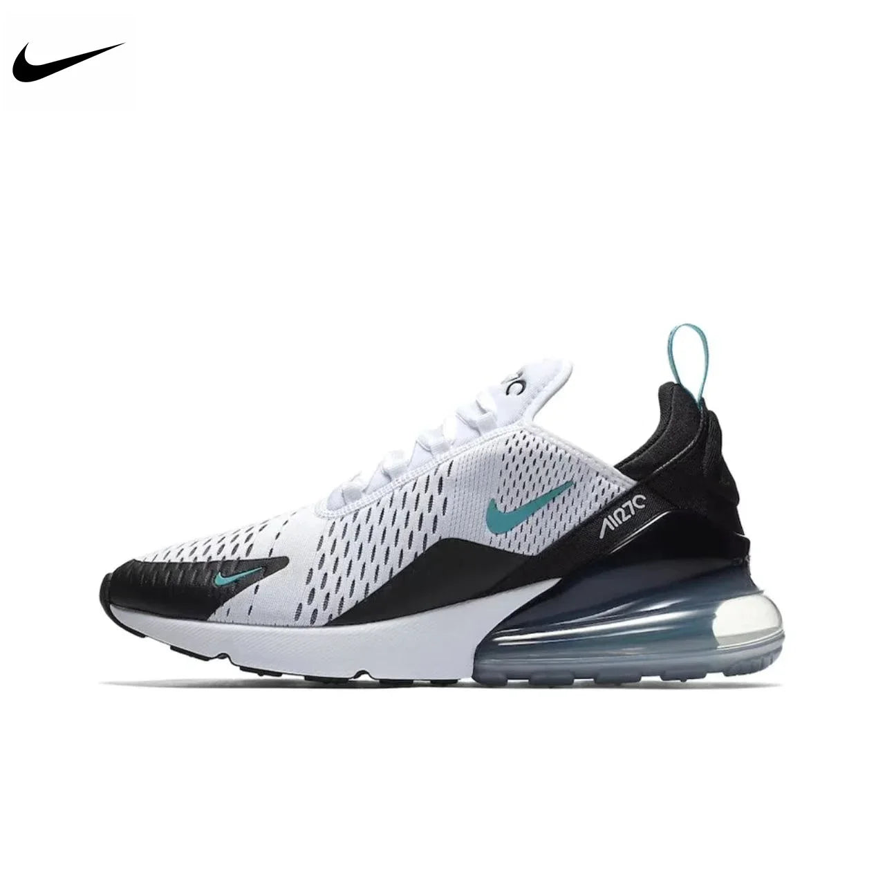 Original Nike Air Max 270 Mesh Shock Absorption Non-Slip Abrasion Resistant Low Top Air Cushion Running Shoes Unisex Black & White