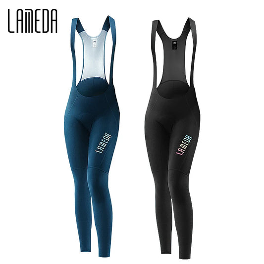 Original LAMEDA Women's Cycling Bib Pants Thicken Bike Trousers Leggings with Straps Spring Summer Bicycle Pants Padded Reflective MTB Clothing
