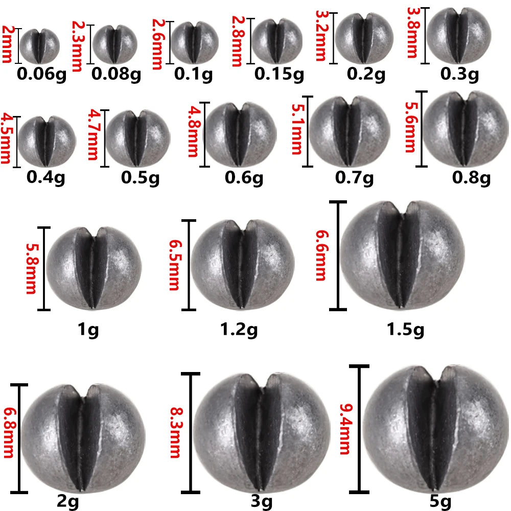 100-500 PCS Set Split Shot Alloy Fishing Weights 0.06g-5g Removable Clip On Sinkers Portable Box Freshwater Saltwater Fishing Tackle Sea River Lake Fishing Tool Sets