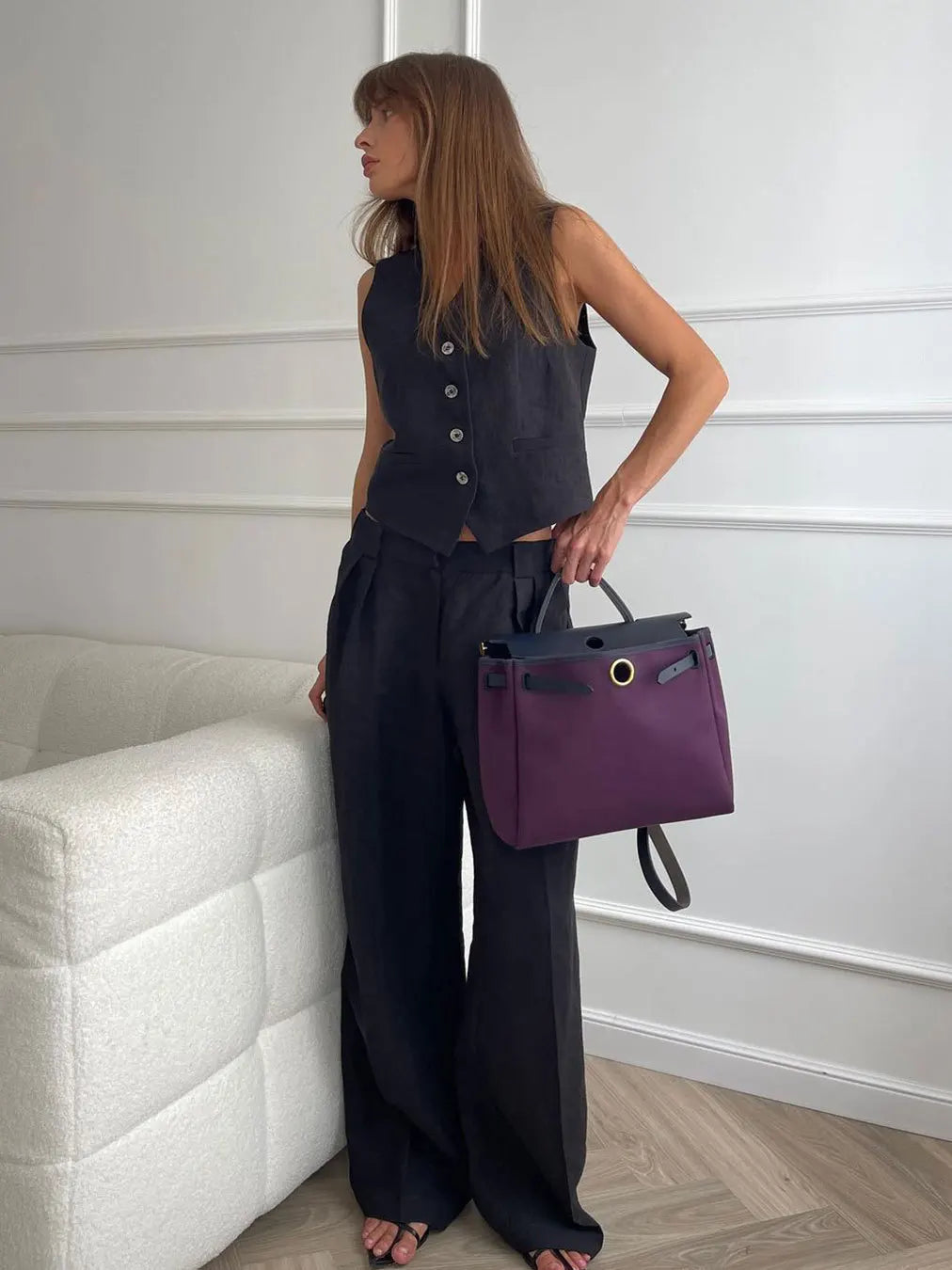 Just Arrived 2 PCS Set 4 Colors UK Size  Women Linen Cotton Chic Vest ＆ Pants Suit  Office Ladies Summer Chic  Women's Outfits