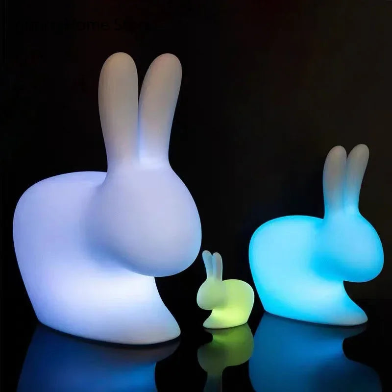 Home Villa Garden Lawn Rabbit Lamp LED Illuminated Remote Control Dimming USB Chargeable Outdoor Light Holiday Gift Indoor Stairway Children's Room Decoration Night Light.