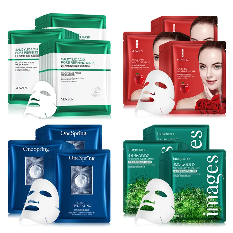 NEW Arrivals 15PCS Korean Set BIOAQUA Fresh Fruit Face Mask Anti Wrinkle Hyaluronic Acid Hydrating Skincare Sheet Masks Women Facial Mask Skin Care Korean Cosmetic Products