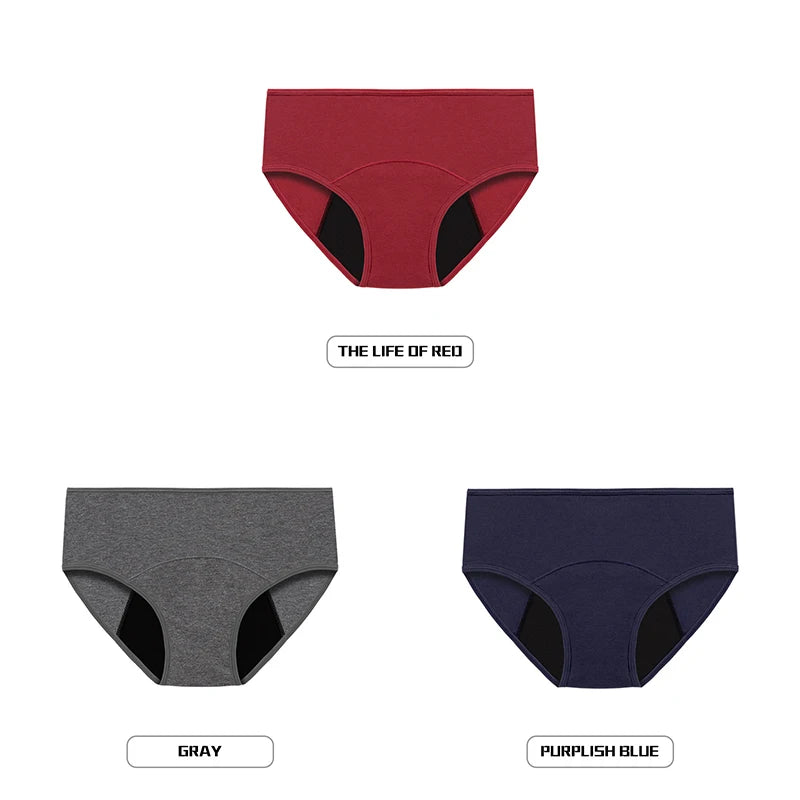 NEW 3 PCS Set S-3XL Plus Size  Menstrual Panties for Women Leak Proof Briefs Cotton Lingerie Absorbency Physiological Underwear Period Underpants