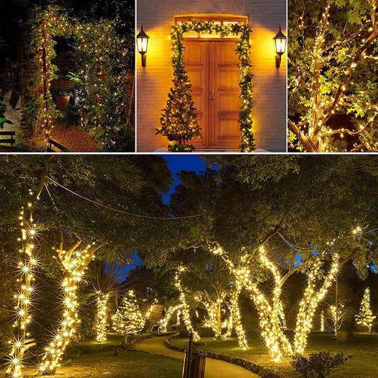 LED solar Full Sky Star Light String 8 Function Outdoor Waterproof Camping Courtyard Light Holiday Decoration Light