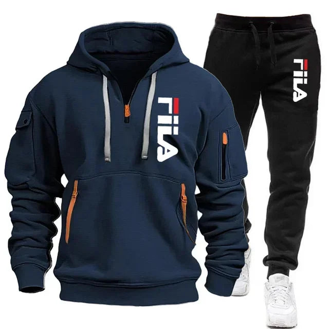 NEW Arrivals 2PCS Set S-3XL 4 Colors Spring and Autumn Street Men's Zipper Hoodie + Pants Outdoor Running Hiking Gym  Multi-Pocket Men's Casual Pullover Suit Sports Apparel Products