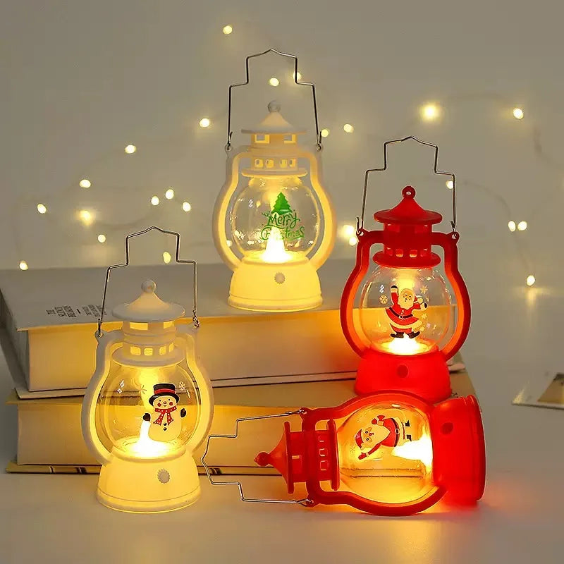Portable LED Christmas Santa Claus Snowman Lanterns Indoor Decor Lights Battery Powered for Home Xmas New Year Navidad Ornaments