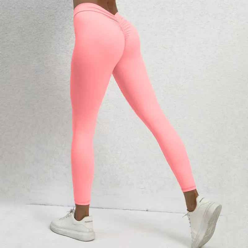 NEW Arrivals 10 Colors Active V Back Sport Yoga Leggings Women Push Up Gym Suit Sexy Body Sculpting Quick Dry Brazilian Scrunch Tights Outdoor Running Fitness Hiking Gym Leggings
