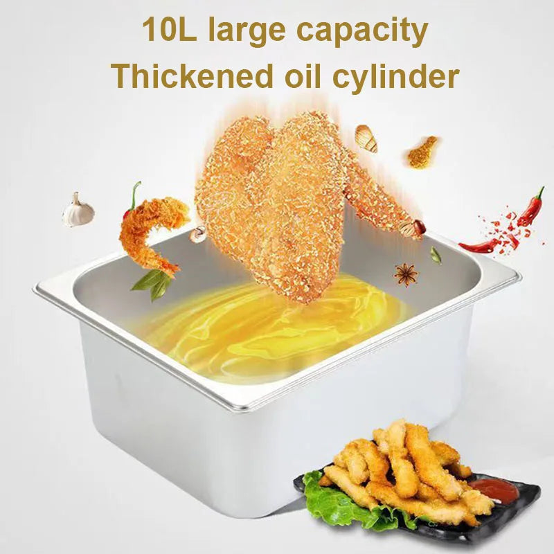 Electric Deep Fryer Stainless Steel Commercial Electric Fryer Household Chips Frying Pan French Fries Making Machine 6L EU