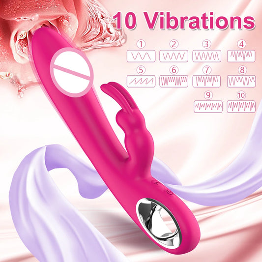 Dildo Rabbit Vibrator for Women Powerful G Spot Vibrators Nipple Clitoris Stimulator Female Sex Toys Adult Goods Masturbator