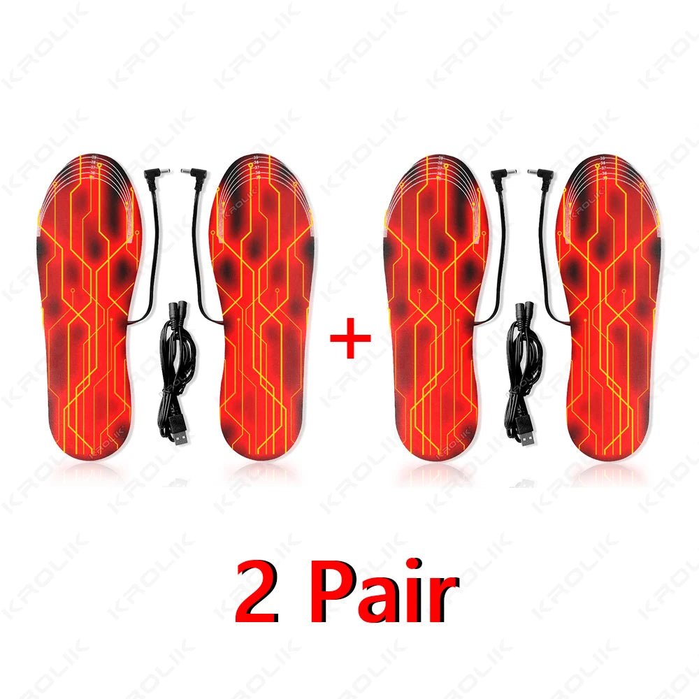 NEW Arrivals 1/2 Pair 35-46 EU Size Women Men Children Electrically Heated Insoles Foot Warming Warmer Pad Mat Winter Outdoor Ski Walking Heating Insole Winter Warm Unisex Footwear Accessories Sports Supplies