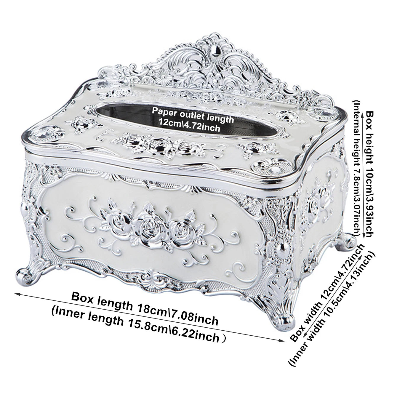 1pc European Antique Romantic Tissue Box, Home Kitchen Living Room Bedroom Dining Room Hotel KTV Office Desktop Decoration Tissue Storage Box
