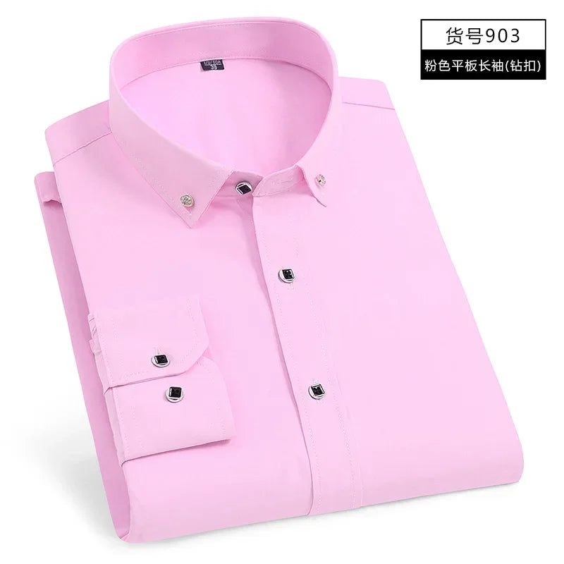 10 Colors S(60KG) 5XL(90KG) UK Plus Size New Men's Whit Shirt High End TikTok Popular Clothes Short Sleeve Long Sleeve Casual Suit Bottom Shirts