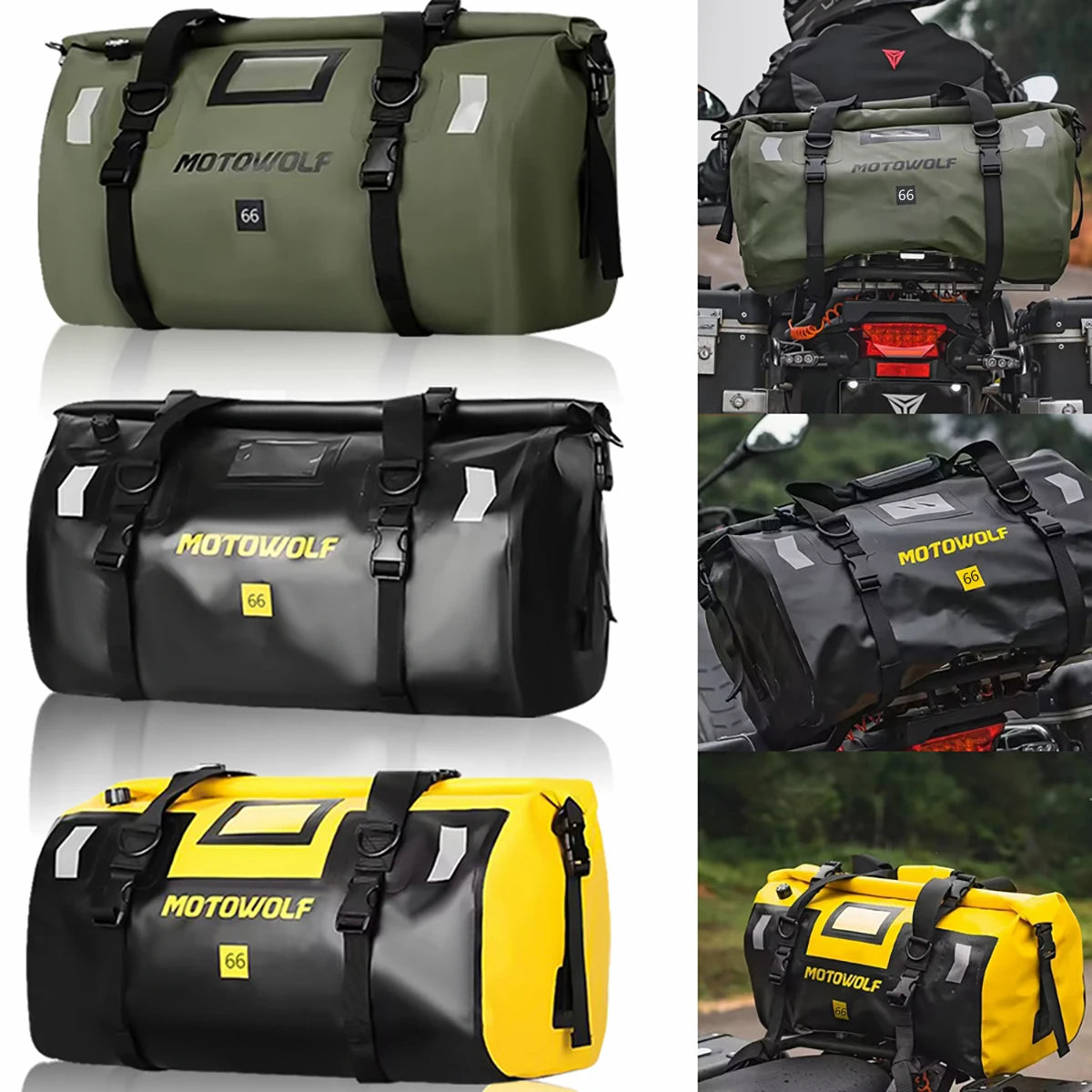 Universal Bicycle  Motorcycle Waterproof Tail Bags Back Seat Bags Cycling Camping Travel Bag Motorbike Scooter Sport Luggage Pack 66L 40L